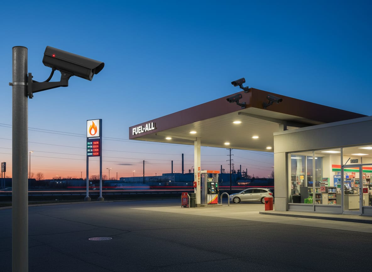 מצלמות אבטחה בתחנת דלק